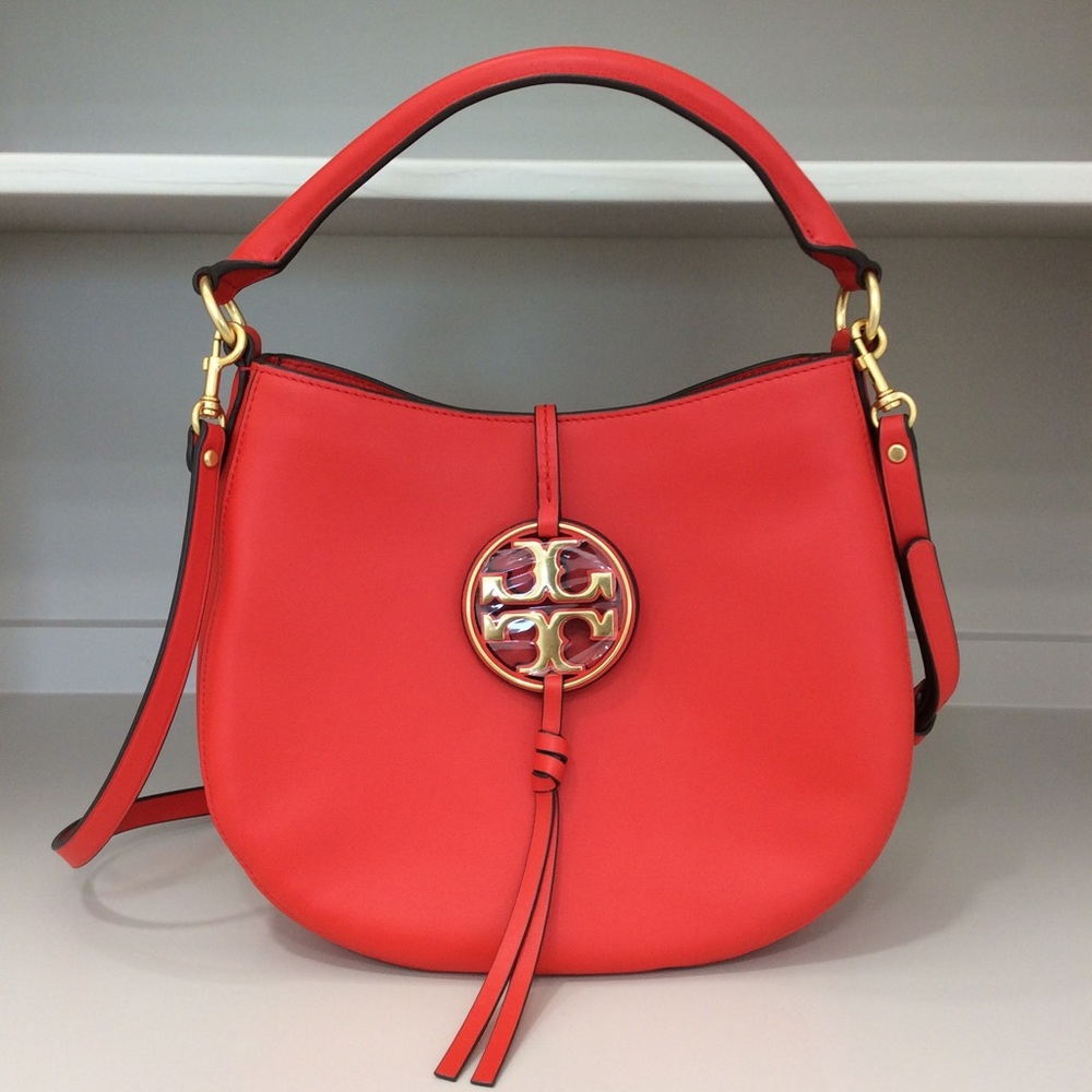 ✨ Authentic Tory Burch Miller Metal Logo Mini Hobo Bag Handbag Purse